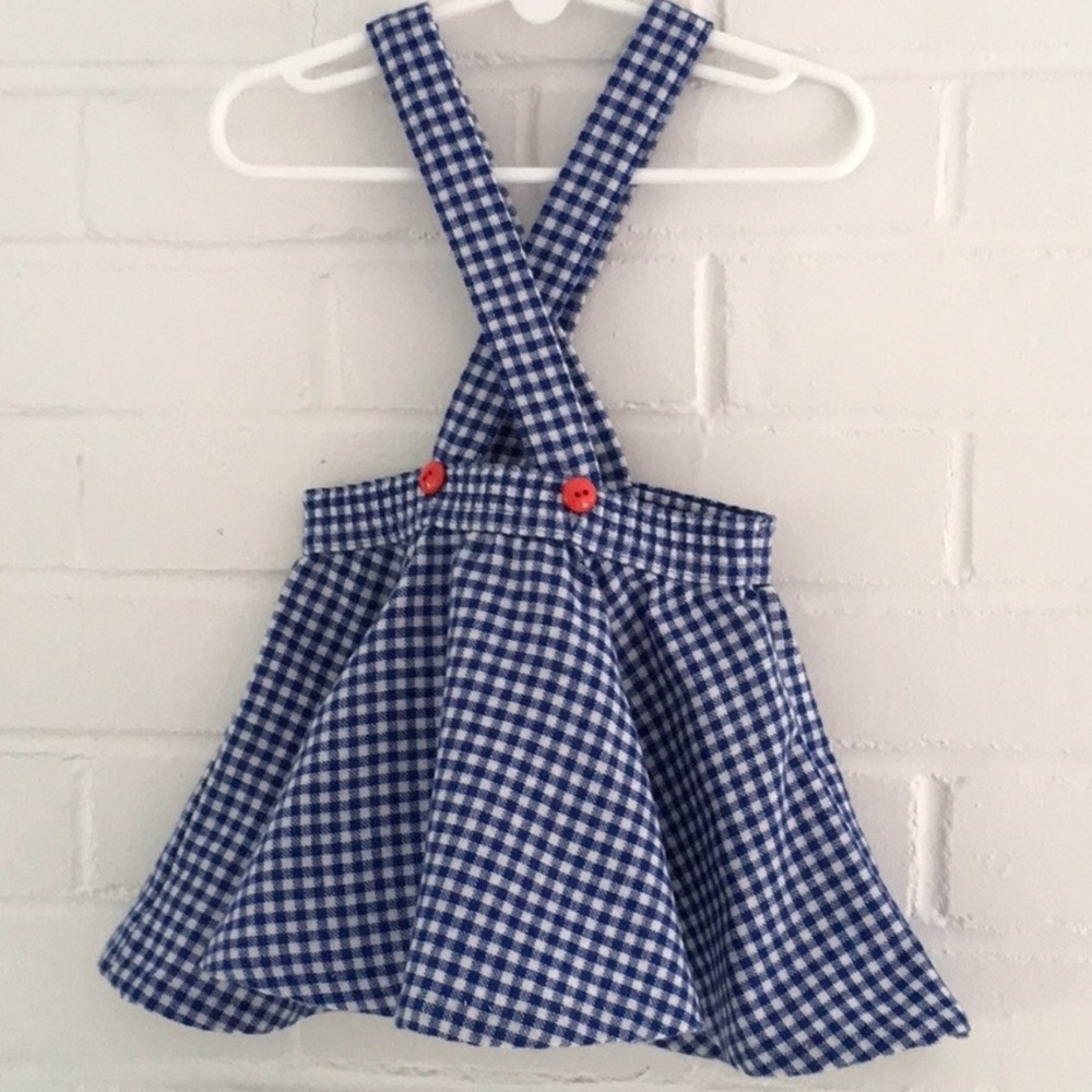 Saks Fifth Avenue Toddler Blue And White Checkered Suspender Skirt Size 2T